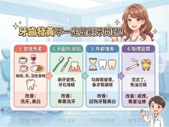 牙齒發黃都是因為刷牙不乾淨嗎?了解不同原因與改善方法