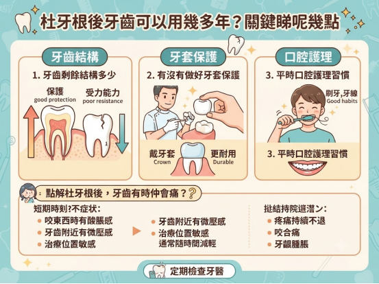 杜牙根後牙齒可以用多久?根管治療後做好這幾點
